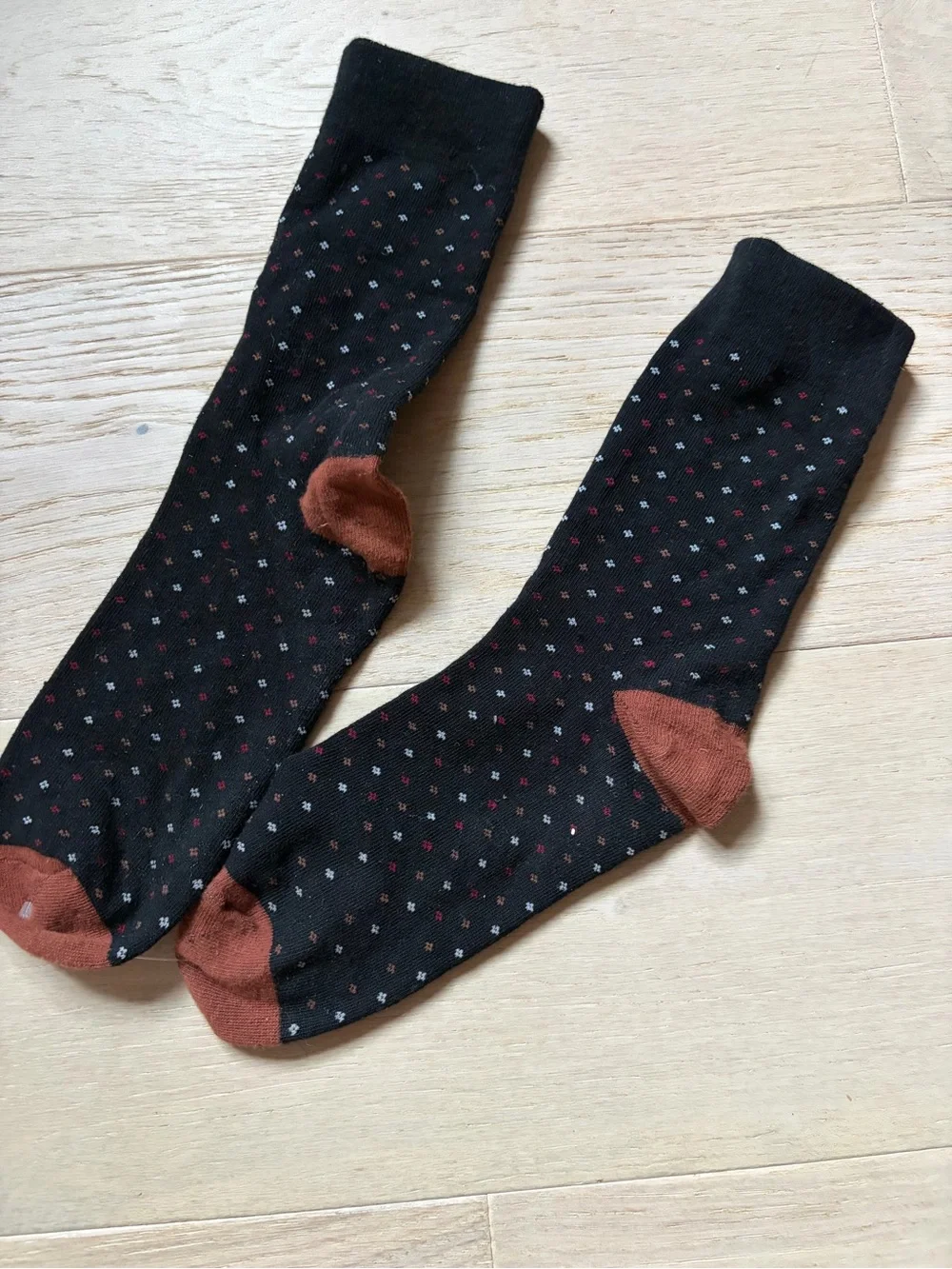 Men’s Black Dress Socks with Rust Accents